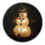 Snowman Holiday Light Display Ceramic Knob