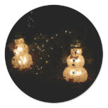 Snowman Holiday Light Display Classic Round Sticker