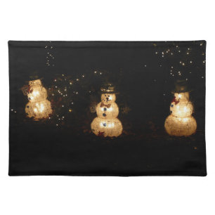 Snowman Holiday Light Display Cloth Placemat