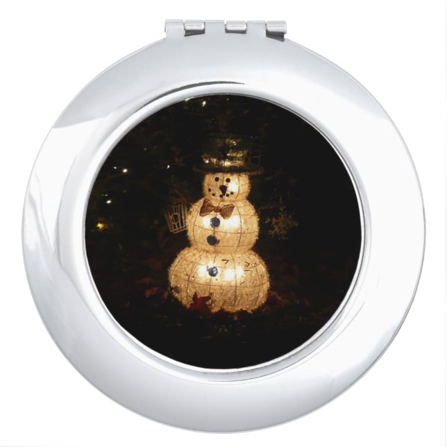 Snowman Holiday Light Display Compact Mirror (Front)
