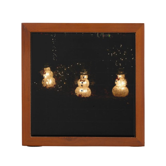Snowman Holiday Light Display Desk Organizer (Front)