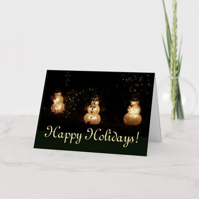 Snowman Holiday Light Display Foil Greeting Card (Front)
