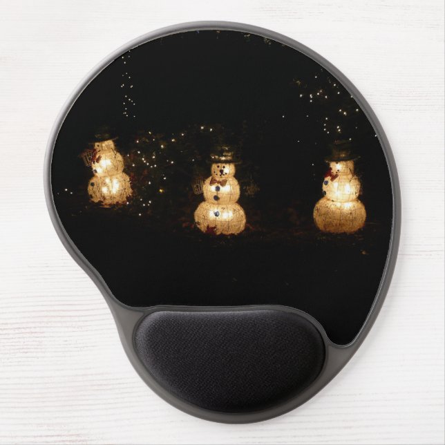 Snowman Holiday Light Display Gel Mouse Pad (Front)