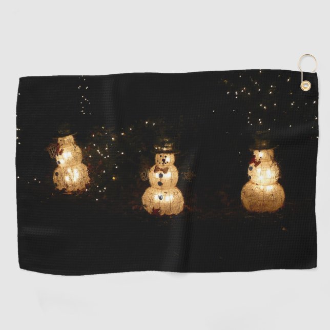 Snowman Holiday Light Display Golf Towel (Horizontal)