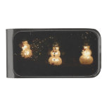 Snowman Holiday Light Display Gunmetal Finish Money Clip