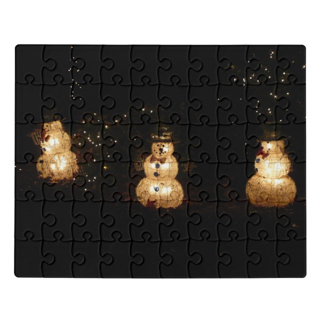 Snowman Holiday Light Display Jigsaw Puzzle (Puzzle Horizontal)