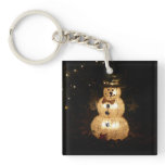 Snowman Holiday Light Display Keychain