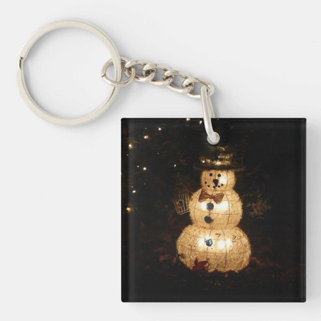 Snowman Holiday Light Display Keychain (Front)