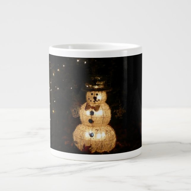 Snowman Holiday Light Display Large Coffee Mug (Front)