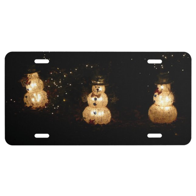 Snowman Holiday Light Display License Plate (Front)