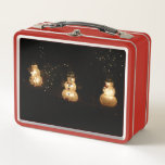 Snowman Holiday Light Display Metal Lunch Box