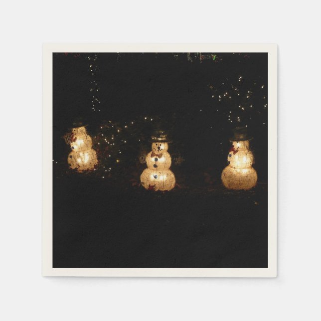 Snowman Holiday Light Display Paper Napkins (Front)