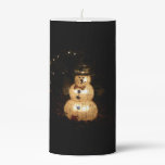 Snowman Holiday Light Display Pillar Candle