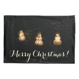 Snowman Holiday Light Display Pillow Case