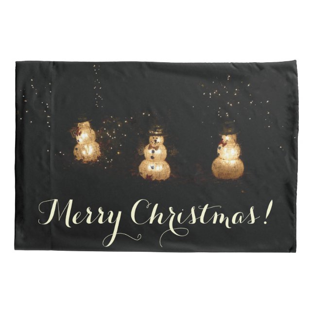 Snowman Holiday Light Display Pillow Case (Back)