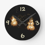 Snowman Holiday Light Display Round Clock
