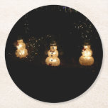 Snowman Holiday Light Display Round Paper Coaster