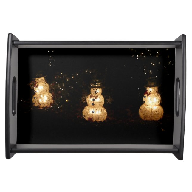 Snowman Holiday Light Display Serving Tray (Front)