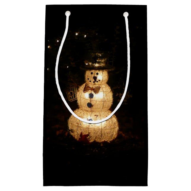 Snowman Holiday Light Display Small Gift Bag (Front)