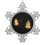 Snowman Holiday Light Display Snowflake Pewter Christmas Ornament