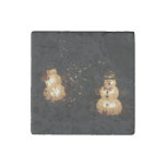 Snowman Holiday Light Display Stone Magnet