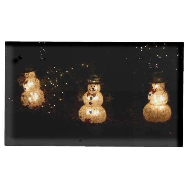 Snowman Holiday Light Display Table Number Holder (Front)