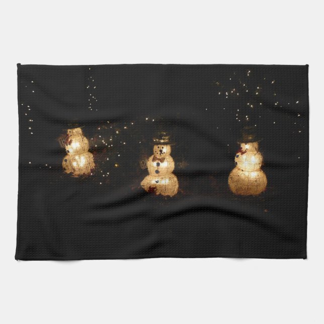 Snowman Holiday Light Display Towel (Horizontal)