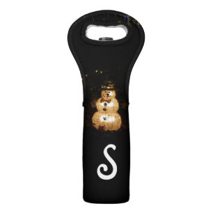 Snowman Holiday Light Display Wine Bag