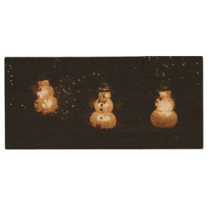 Snowman Holiday Light Display Wood Flash Drive