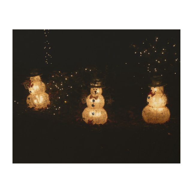 Snowman Holiday Light Display Wood Wall Art (Front)