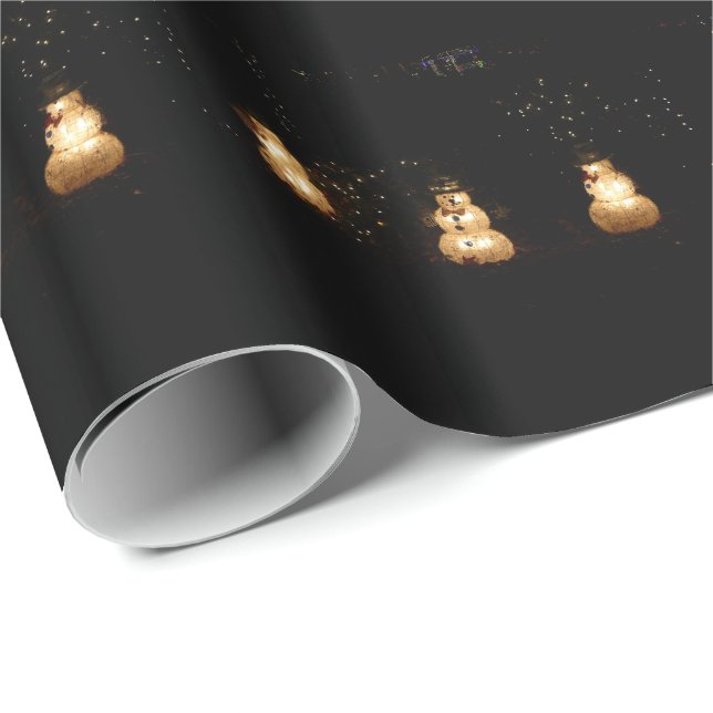Snowman Holiday Light Display Wrapping Paper (Roll Corner)