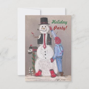 Snowman Holiday Party Invitation by mlmmlm777art at Zazzle