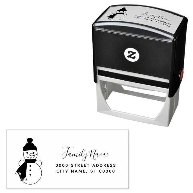 Snowman Holiday Return Address Self-inking Stamp (In Situ)