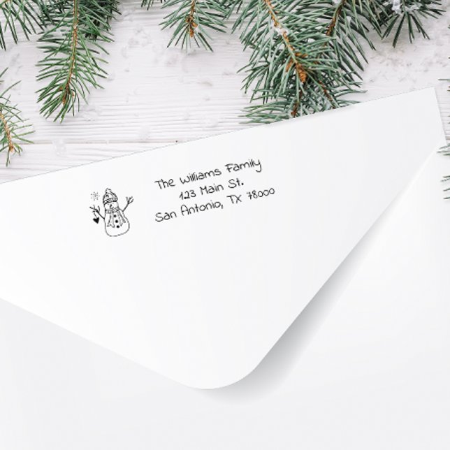 Snowman Holiday Return Address Self-inking Stamp (Add some cuteness to your holiday mail with this personalized snowman return address stamp.)