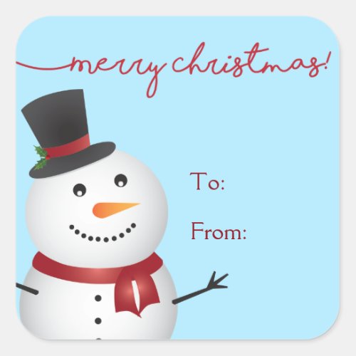 Snowman Holiday Stickers with Merry Christmas