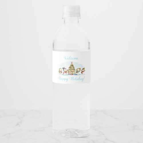 Snowman Holiday Water Bottle Label