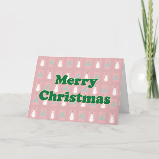 Snowman Holly - Red Merry Christmas Holiday Card
