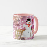 Snowman Hot chocolate Mug<br><div class="desc">Happy snowman with a cardinal bird. Let it snow! Lets go outside and build a snowman! Customize Your mug.</div>