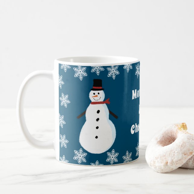Snowman Hot Chocolate Personalized Coffee Mug (With Donut)