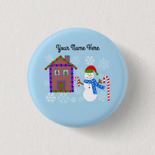 Snowman & House #1 Button