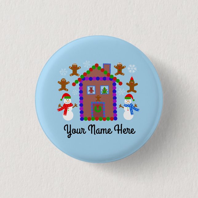 Snowman & House #3 Button (Front)