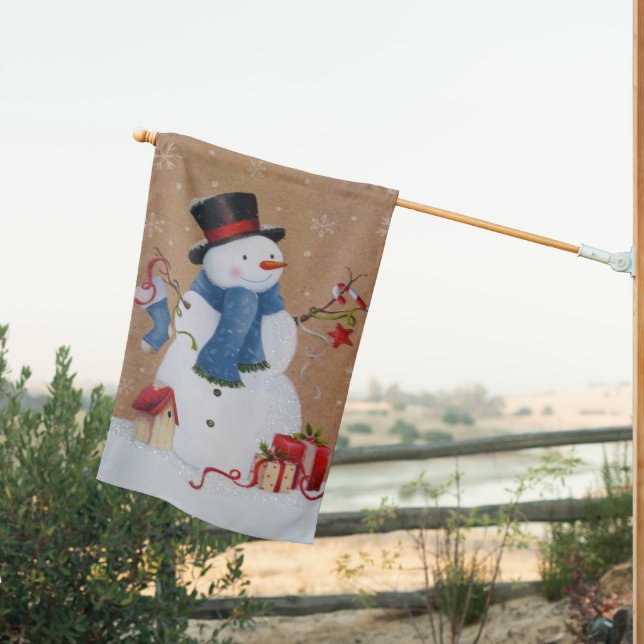 Snowman House Flag (Insitu (Back))