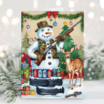 Snowman Hunter Funny Redneck Christmas Card<br><div class="desc">Whimsical watercolor redneck snowman Christmas card. Personalize with your own greeting text.</div>