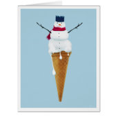 Snowman Ice Cream Cone - large card (Front)