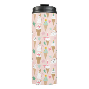 Snowman Ice Cream Cones Christmas Pattern Thermal Tumbler