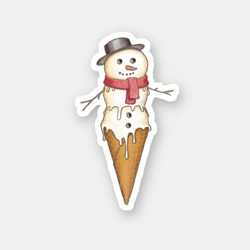 Snowman Ice Cream Sticker