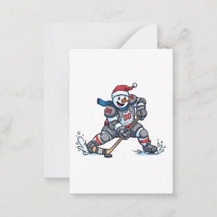 Snowman Ice Hockey Christmas 2026 Holiday Sports Note Card