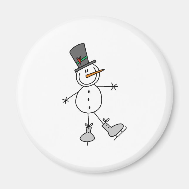 Snowman Ice Skating Magnet (Front)