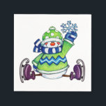 Snowman Ice Skating - Paper Napkins<br><div class="desc">An ice skating snowman on paper napkins.</div>