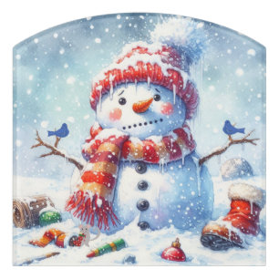 Snowman Iced Over Door Sign